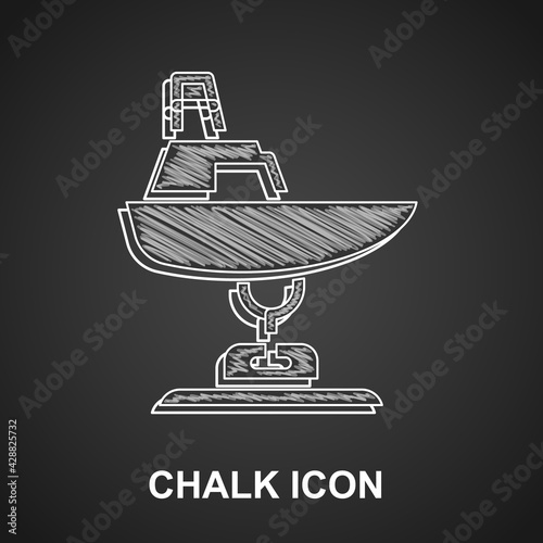 Chalk Swing boat on the playground icon isolated on black background. Childrens carousel with boat. Amusement icon. Vector