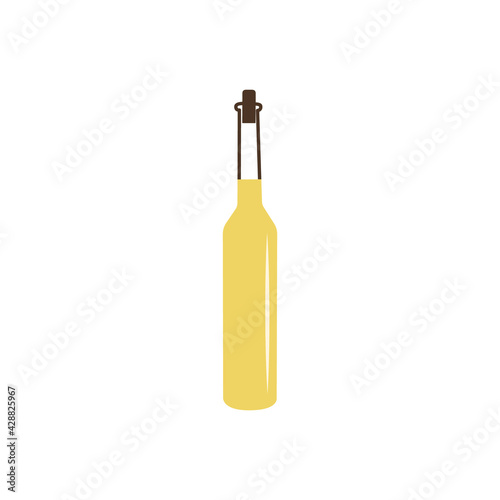 Simple minimalist bottle icon with traditional lemon liqueur limoncello. Preparation and sale of Italian alcoholic beverage. Collection of fine homemade drinks. One way to use lemons. Wine shop