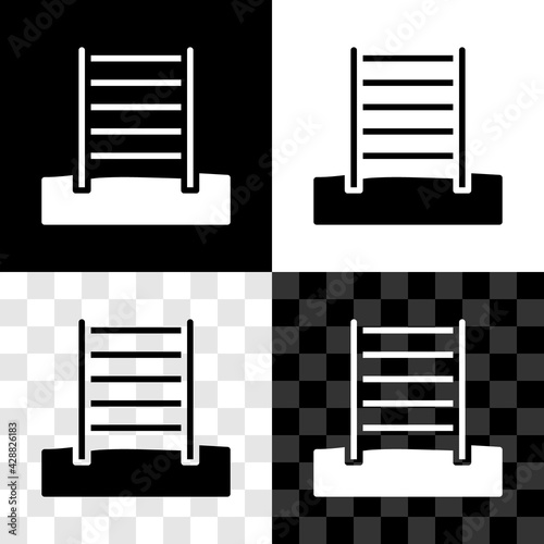Set Wooden Swedish wall icon isolated on black and white, transparent background. Swedish stairs. Vector