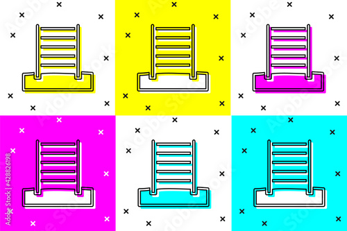 Set Wooden Swedish wall icon isolated on color background. Swedish stairs. Vector