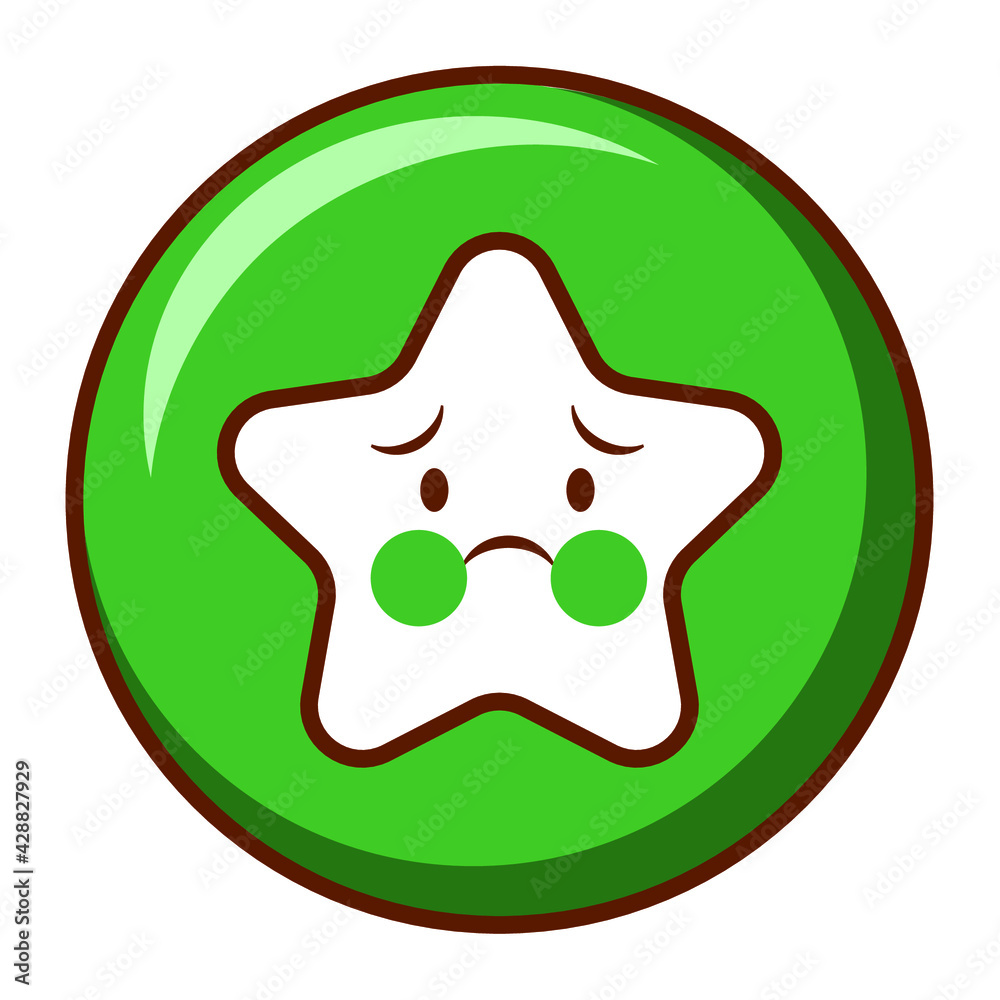 Cute social media nauseated face star emoji on a green button. Royalty-free. Cute social media nauseated face star emoji on a green button. Royalty-free.