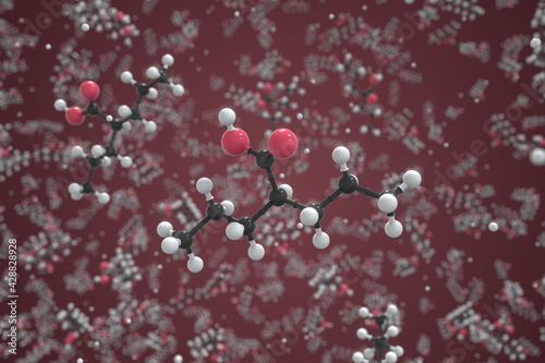 Molecule of valproic acid, ball-and-stick molecular model. Scientific 3d rendering