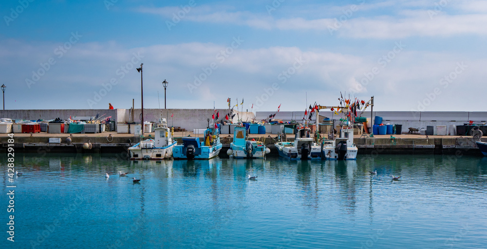 Picturesque fishing port in Saintes-Marie-de-la-Mer in France. 