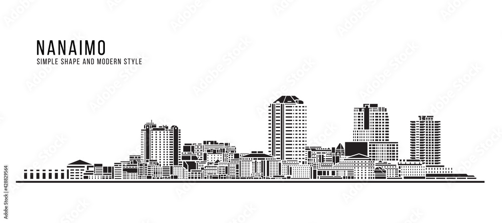 Cityscape Building Abstract Simple shape and modern style art Vector design - Nanaimo