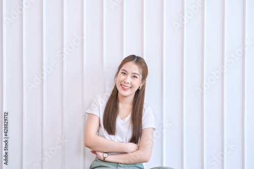 Beauty portrait of young Asian women on white background