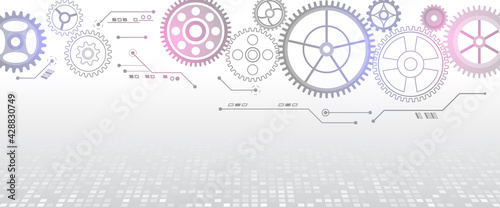 Vector cogwheels modern mechanism. Industrial concept. Hi tech made of gears background. Futuristic cogwheels movement illustration.