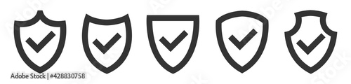 Shield with checkmark icon set