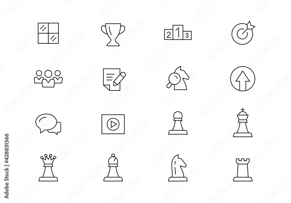 Chess line vector icons. Editable stroke. Chess line vector icons. Editable stroke.