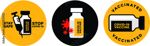 stop covid-19 vaccine icon signage