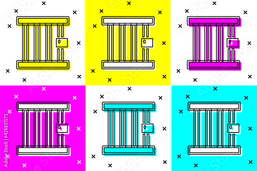 Set Prison window icon isolated on color background. Vector