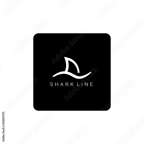 shark fin logo outline design template vector illustration