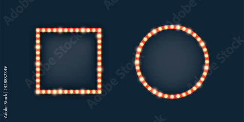 Marquee lights in square and circle frame illustration