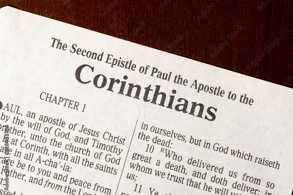 Fototapeta premium The Book of Second Corinthians Title Page Close-up