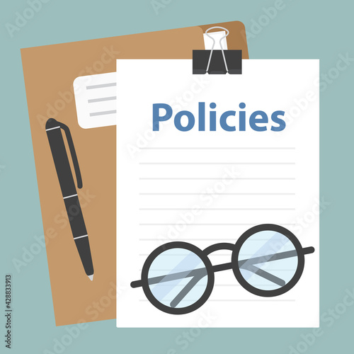 policies document text, flat lay composition - vector illustration