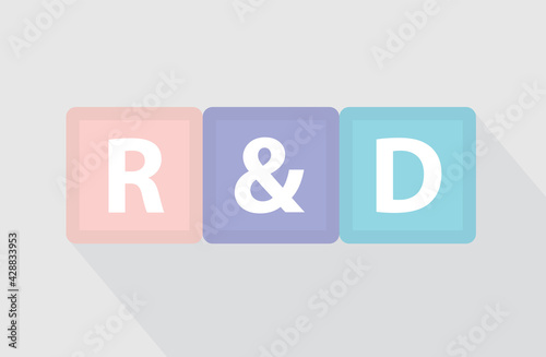 R and D acronym, Research and development concept- vector illustration