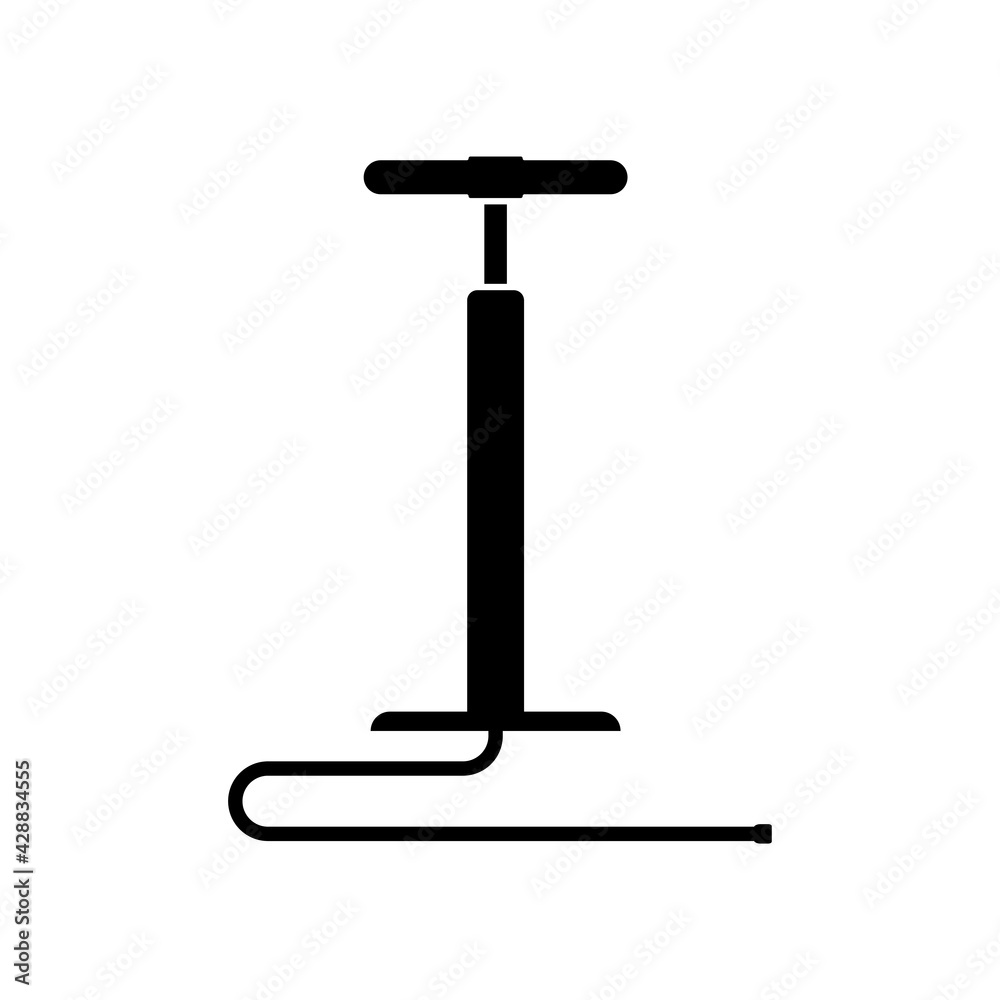 Hand pump icon. Tire inflation pump. Black silhouette. Front view ...