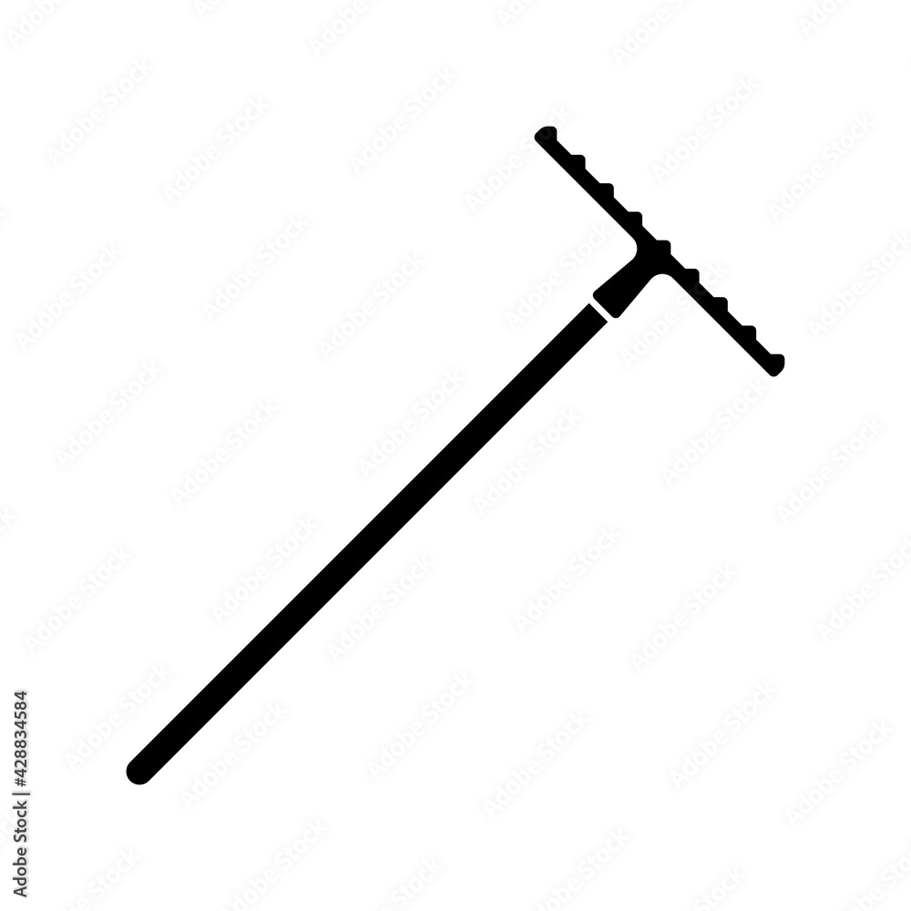 Rake icon. Black silhouette. Top view. Vector simple flat graphic illustration. The isolated object on a white background. Isolate. Rake icon. Black silhouette. Top view. Vector simple flat graphic illustration. The isolated object on a white background. Isolate.