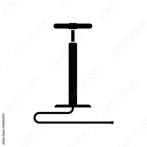 Hand pump icon. Tire inflation pump. Black silhouette. Front view. Vector simple flat graphic illustration. The isolated object on a white background. Isolate.