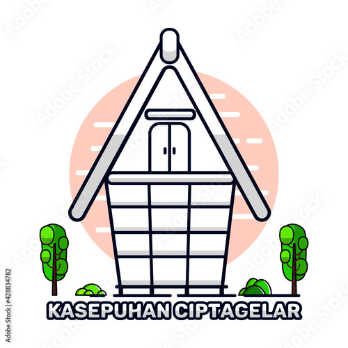 Illustration of Cipta Gelar Famous building to commemorate ancestral culture in West Java Indonesia