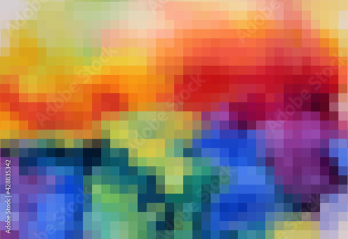 Abstract multicolored background from squares. Rainbow mosaic. Vector illustration