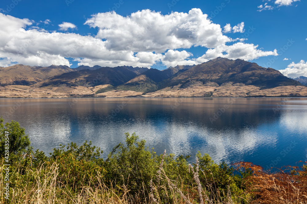 Scenic view of Lake Wanaka in summertime