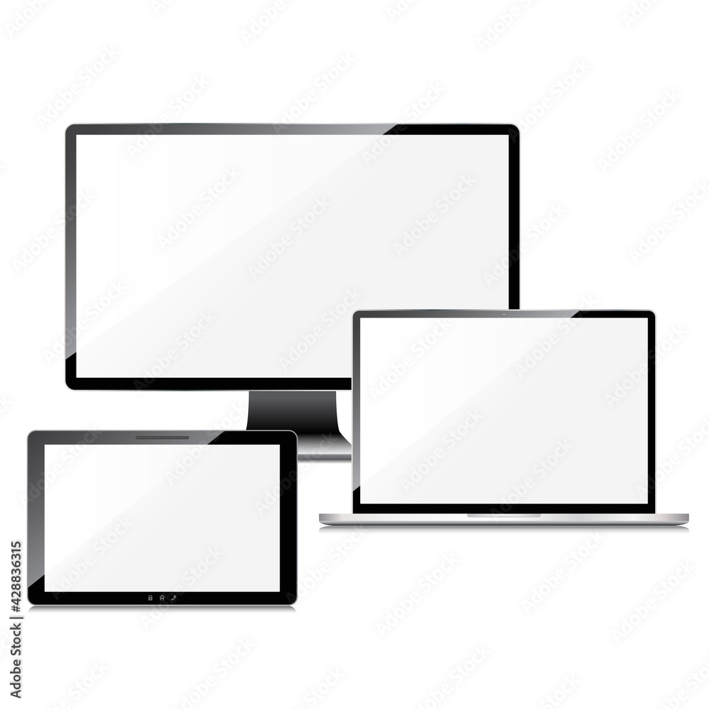 Blank screens set, isolated on white background Blank screens set, isolated on white background