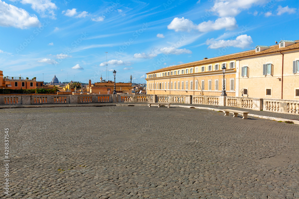 Quirinal Square and Quirinal Palace, current official residence of the President of the Italian Republic, Rome, Italy