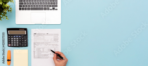 Tax income concept with US tax form