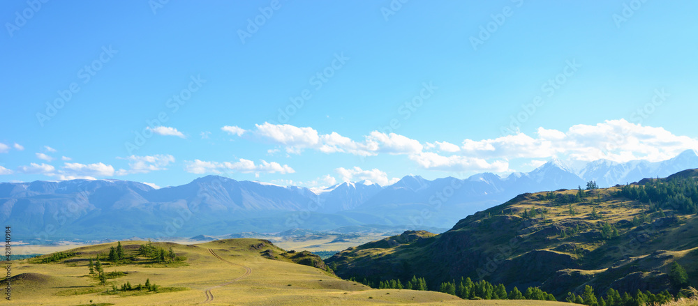 Landscape of the Altai Mountains in the autumn day.