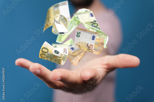 bill euro banknote in hand ...