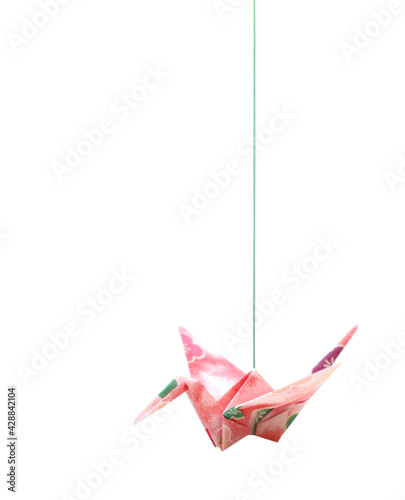 Origami Crane folded haning with string