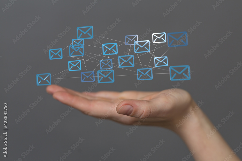 Network Communications with email symbol. Network Communications with email symbol.