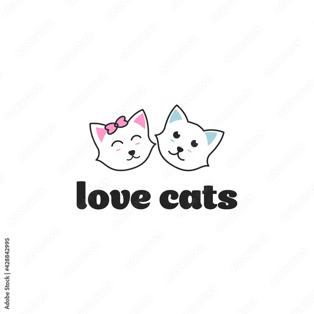 Cat sitting smiling Logo design vector template Cat sitting smiling Logo design vector template