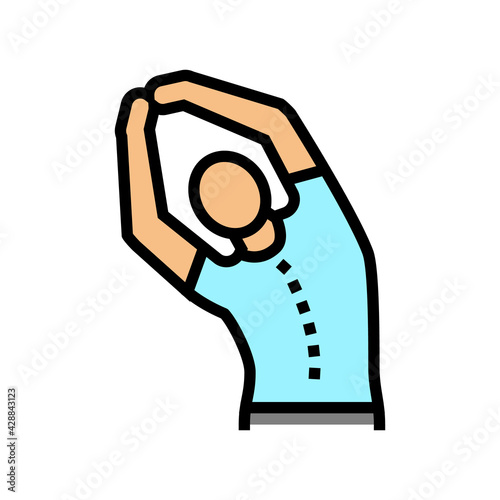 stretching scoliosis color icon vector. stretching scoliosis sign. isolated symbol illustration