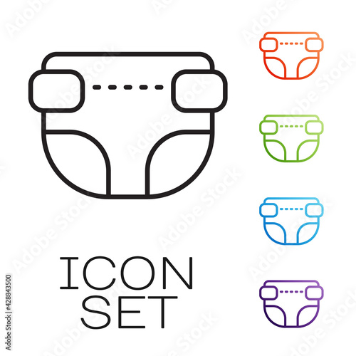 Black line Adult diaper icon isolated on white background. Set icons colorful. Vector