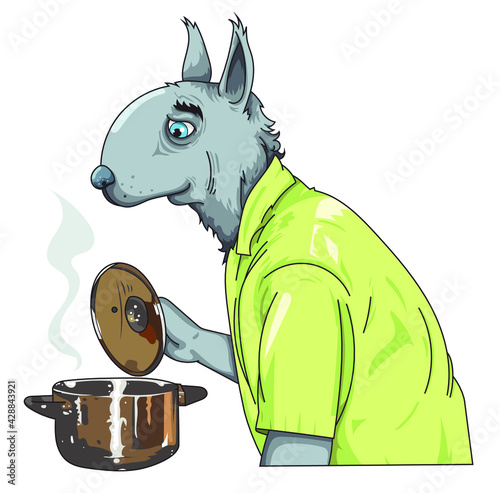 Chien qui cuisine