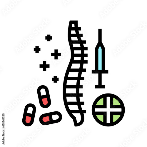 treatment scoliosis color icon vector. treatment scoliosis sign. isolated symbol illustration