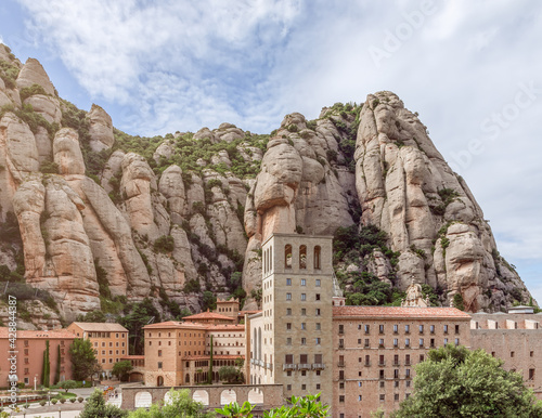 Famous monastery Santa Maria de Montserrat Abbey. Catalonia, Spain