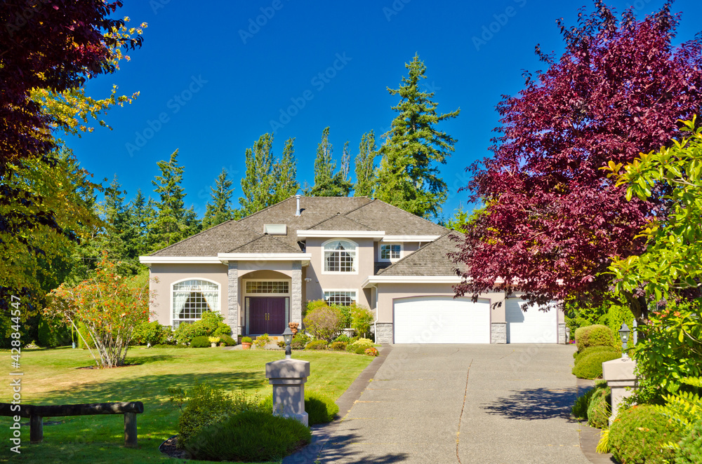 Luxury house at sunny day in Vancouver, Canada.