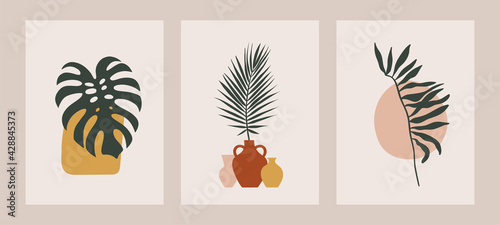 Abstract Contemporary geometric shapes and flower in a modern trendy style