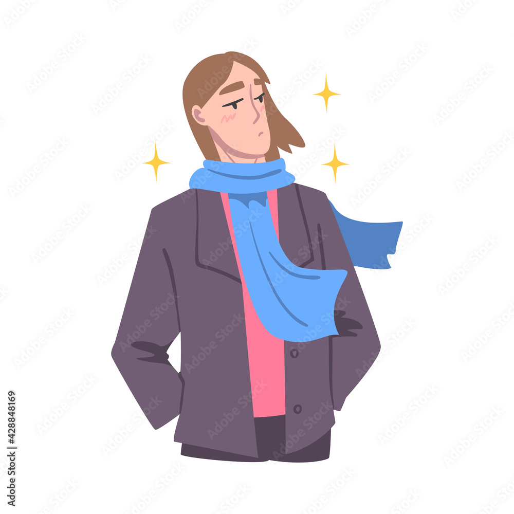 Young Man in Love, Male Romantic Person Character, Human Emotions and Feelings Concept Cartoon Vector Illustration