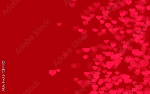 Valentine day red hearts with red background.