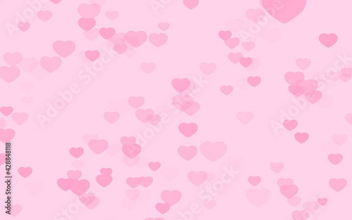 Valentine day pink hearts on pink background.