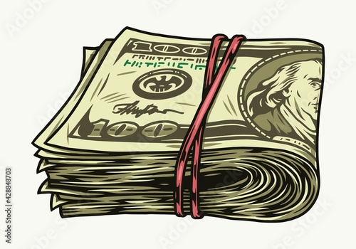 Stack of dollars folded in half