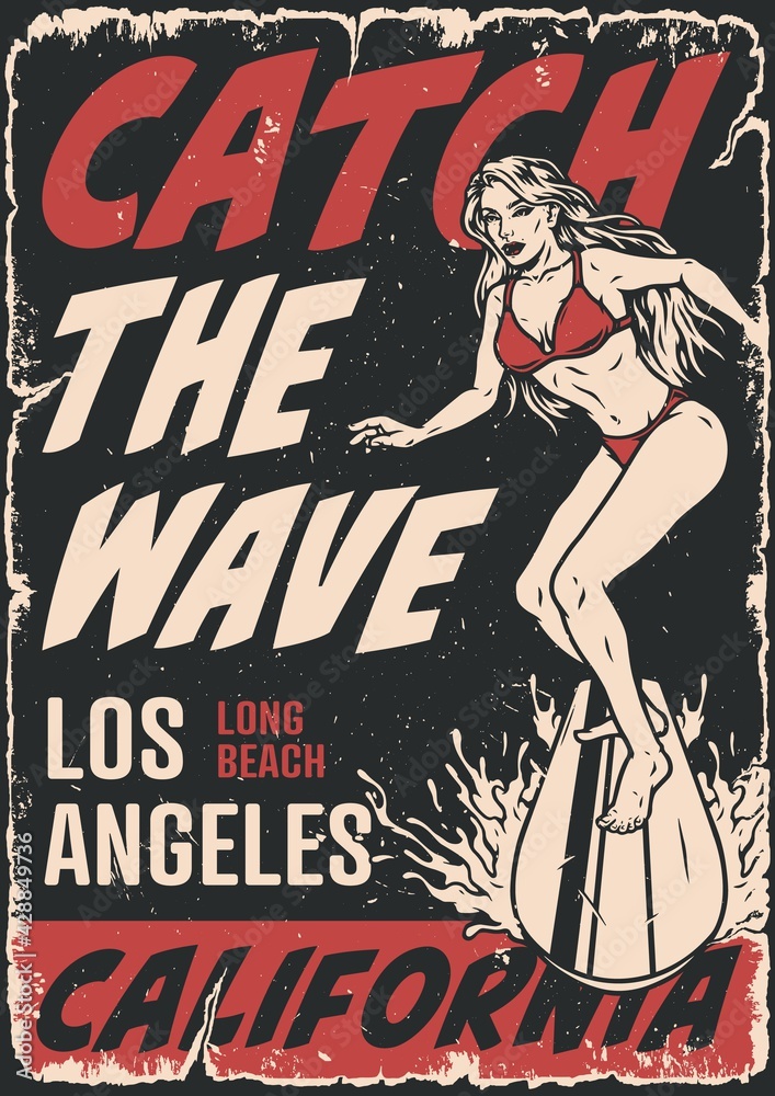 Fototapeta premium Surfing vintage poster
