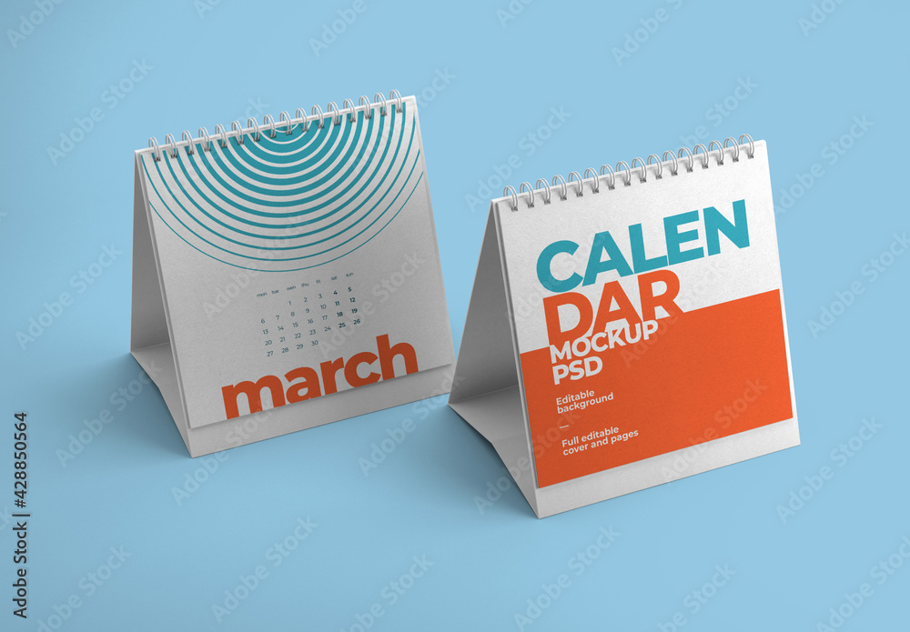 Square Desk Calendar Mockup Stock Template Adobe Stock