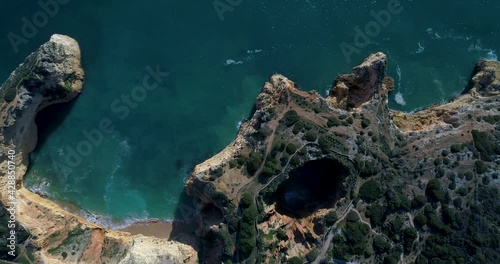 Aerial view of the scenic coastline at Lagoa, Algarve, Portugal