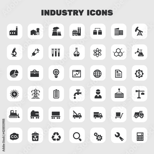 Big Industry icon set, trendy flat icons