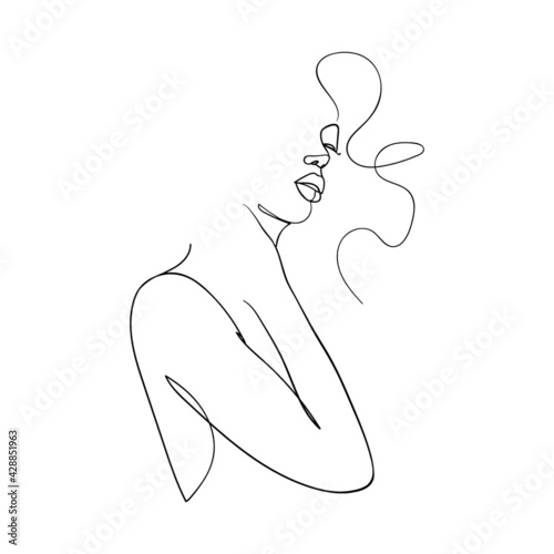 One line drawing woman.  Modern minimalism art. - Vector illustration