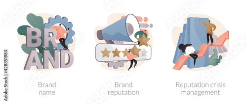 Brand public relations abstract concept vector illustrations.